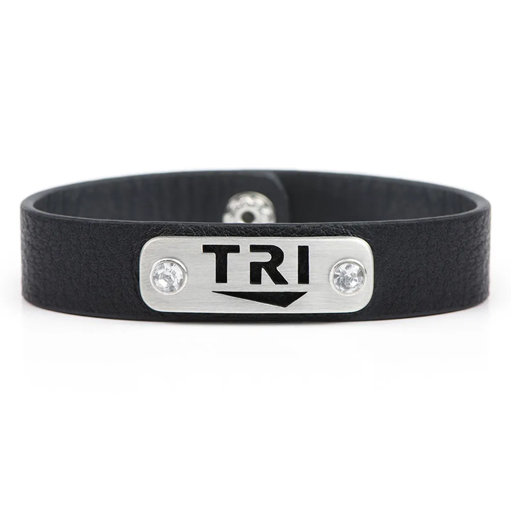 TRI Wristband with Bling - Black Leather