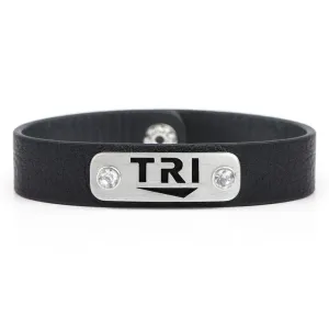 TRI Wristband with Bling - Black Leather