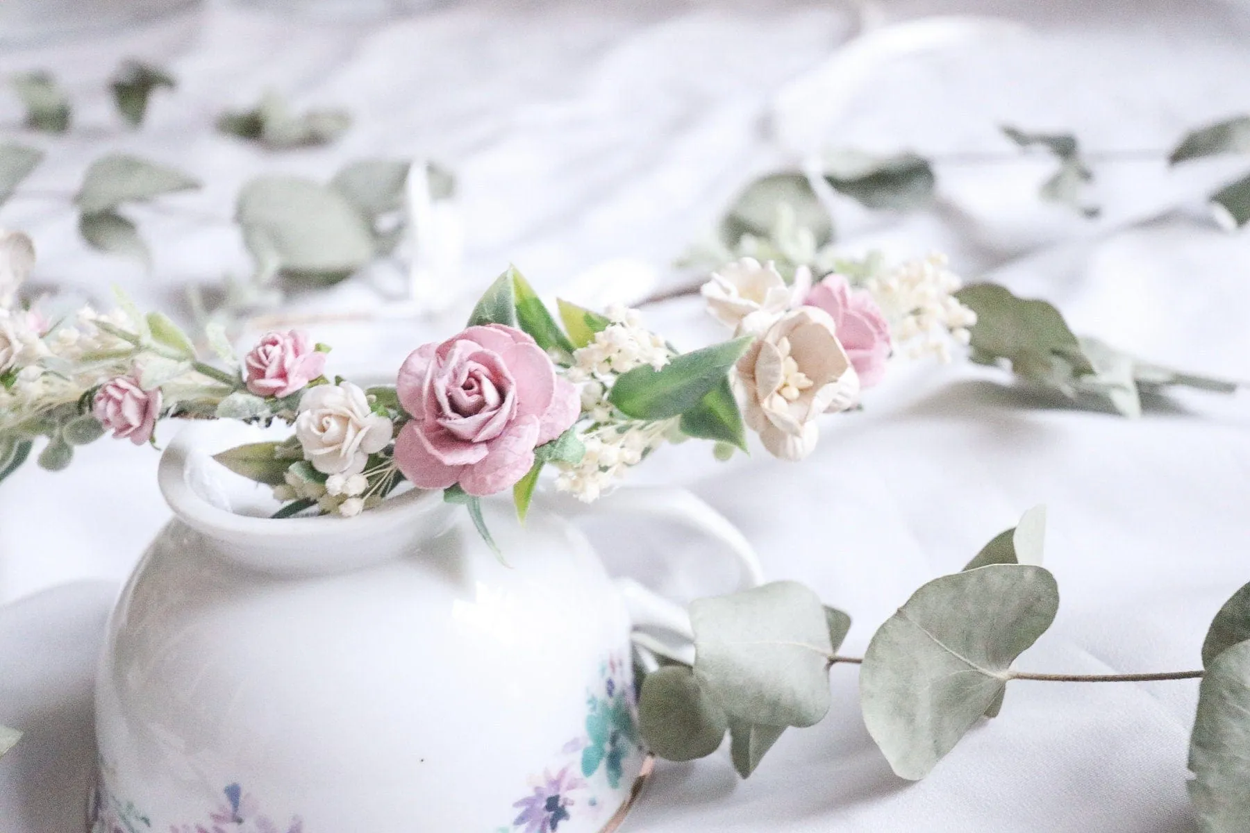 Vintage Flower Crown, Boho flower crown pastel colours, pastel wedding crown, Summer crown, Summer weddings, Bridal crown