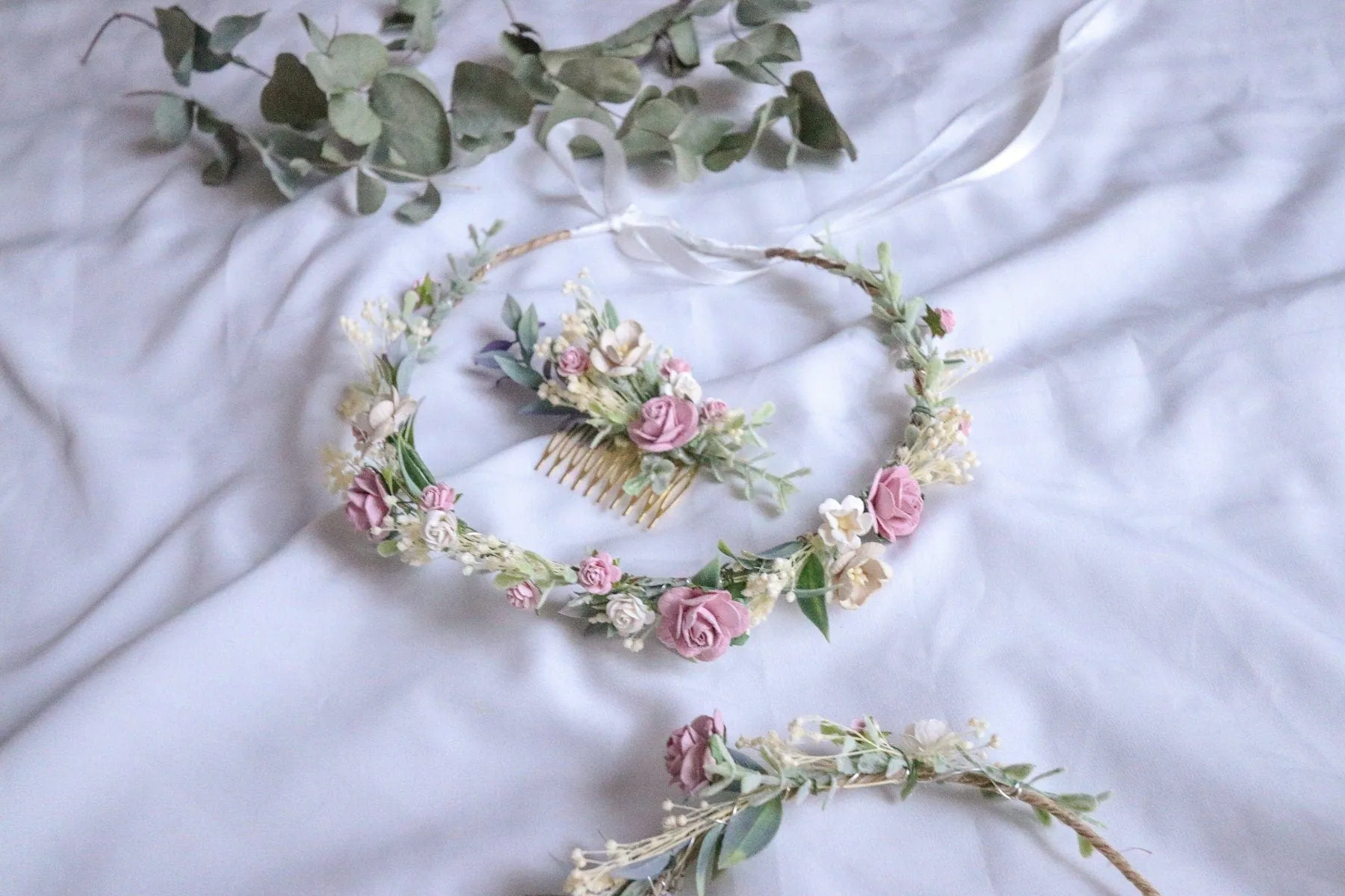 Vintage Flower Crown, Boho flower crown pastel colours, pastel wedding crown, Summer crown, Summer weddings, Bridal crown