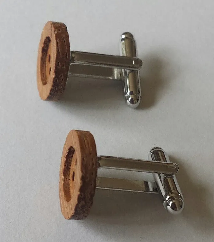 Wood Button Cuff Links