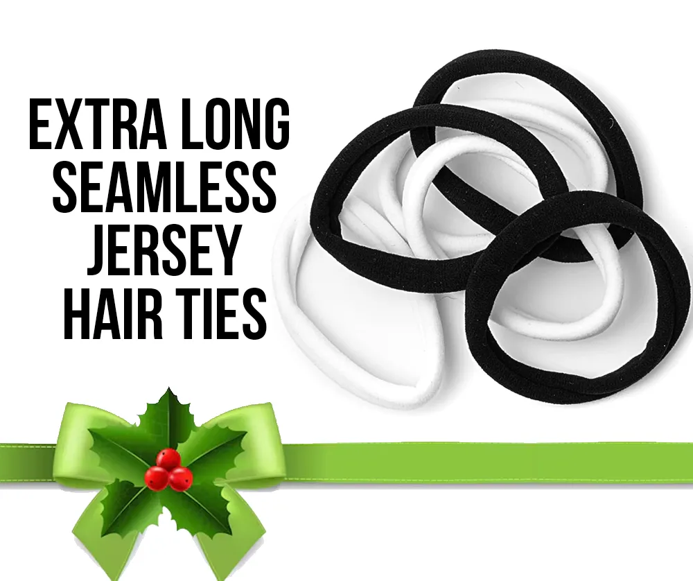 XL Seamless Jersey Pack of 5 Hair Ties (available in black or white)